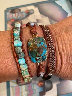 Moon Dance Genuine Turquoise Wrap Bracelet Boho Leather Lion Clasp